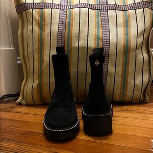 Tory Burch Black Platform Ankle Boots